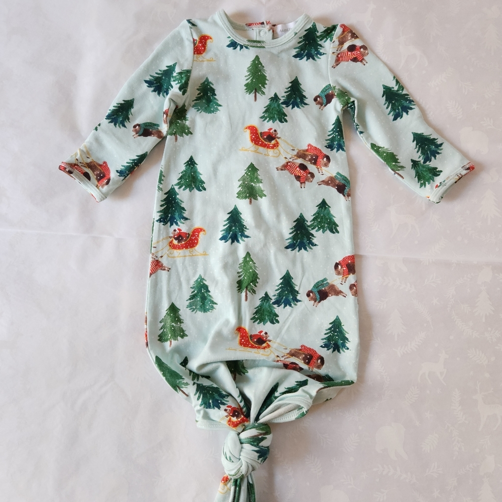 💕NWT Angel Dear baby knotted gown 0-3 months Christmas Holiday